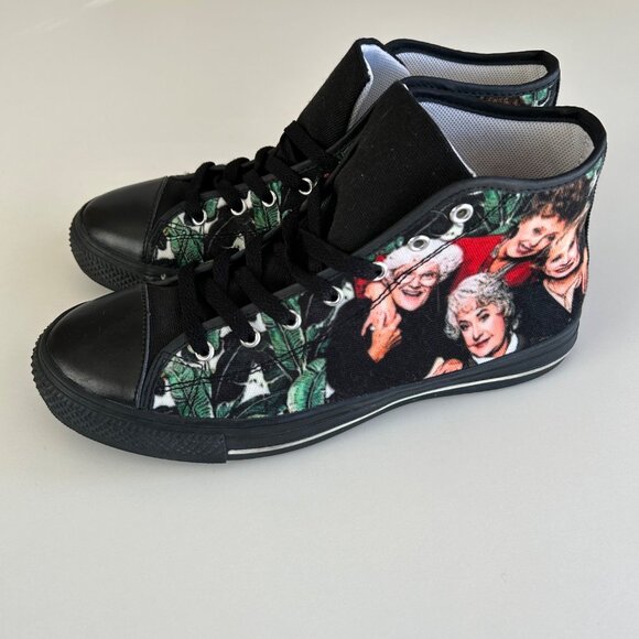 Golden Girls High-Top Sneakers Size 8 Black Canvas & Rubber Shoes - Picture 3 of 7